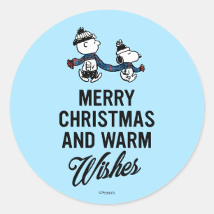 Peanuts   Merry Christmas Snoopy & Charlie Brown Classic Round Sticker