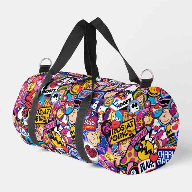 Peanuts | Mixtape Patch Pattern Duffle Bag (Left Corner)
