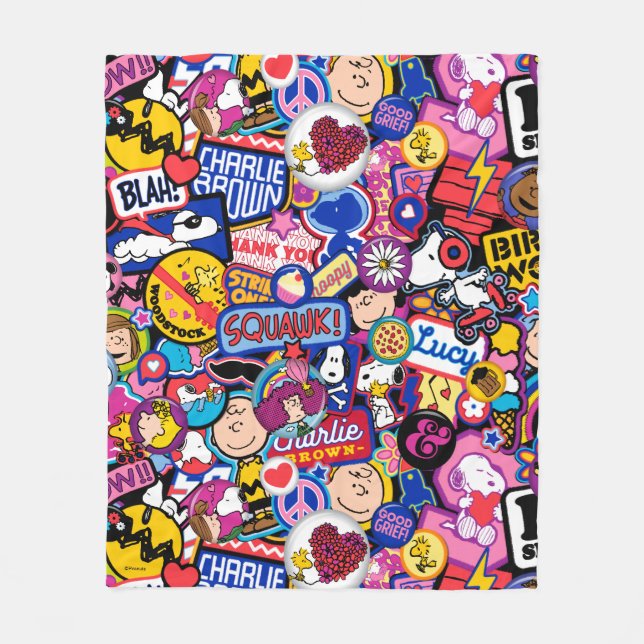 Peanuts | Mixtape Patch Pattern Fleece Blanket (Front)