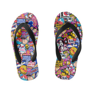 Peanuts Mixtape Patch Pattern Kid's Flip Flops