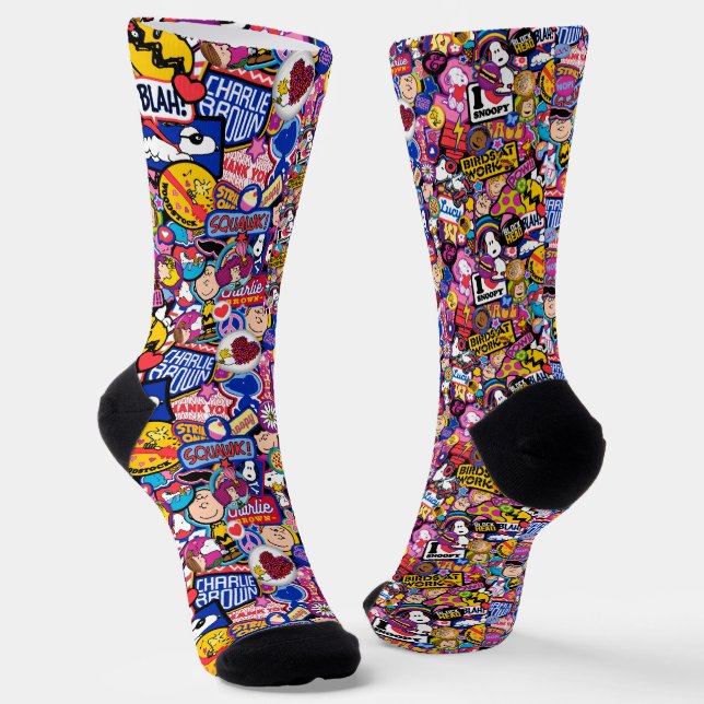 Peanuts | Mixtape Patch Pattern Socks (Angled)