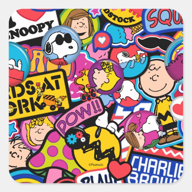 Peanuts | Mixtape Patch Pattern Square Sticker (Front)