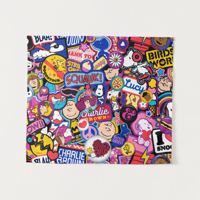 Peanuts | Mixtape Patch Pattern Tapestry (Front (Horizontal))