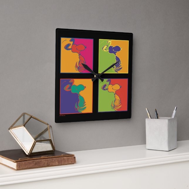 Peanuts | Modern Pop Art Snoopy Square Wall Clock (Office)