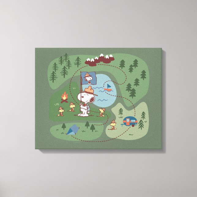Peanuts | Nestled in the Mountains Campsite Canvas Print (Front)