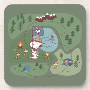 Peanuts Nestled in the Mountains Campsite Coaster