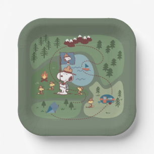 Peanuts   Nestled in the Mountains Campsite Paper Plate