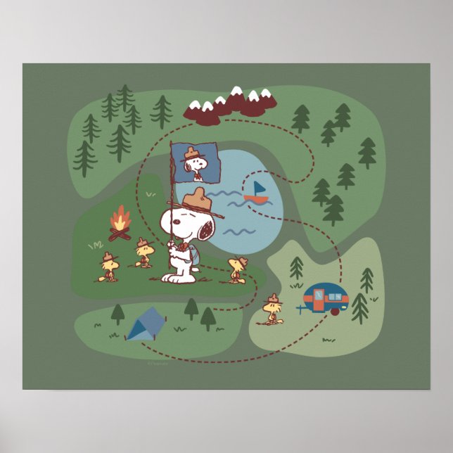Peanuts | Nestled in the Mountains Campsite Poster (Front)