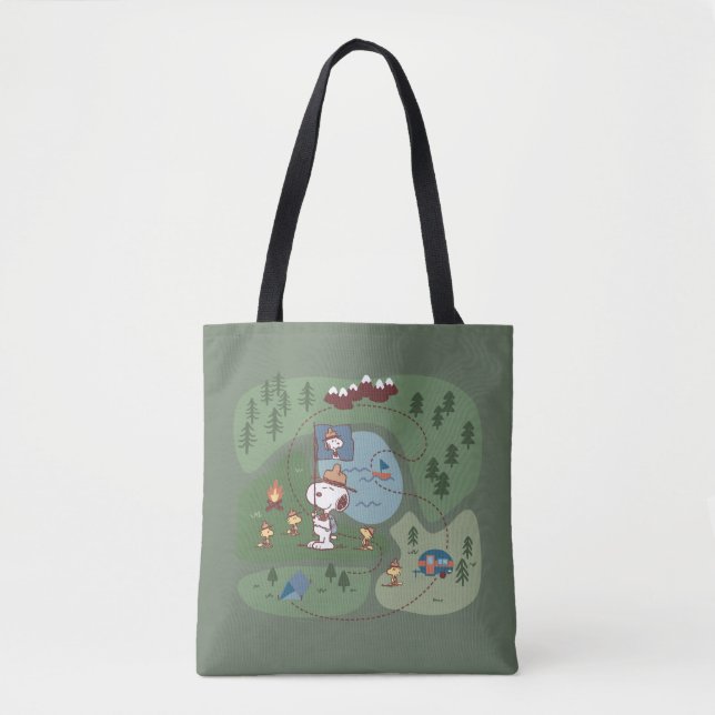 Peanuts | Nestled in the Mountains Campsite Tote Bag (Front)
