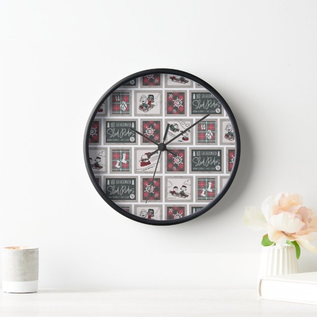 Peanuts | Old Fashioned Sleigh Rides Pattern Clock (Home)