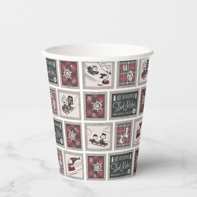 Peanuts | Old Fashioned Sleigh Rides Pattern Paper Cups (Front)
