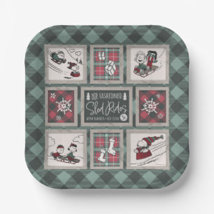 Peanuts   Old Fashioned Sleigh Rides Pattern Paper Plate