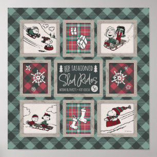 Peanuts   Old Fashioned Sleigh Rides Pattern Poster