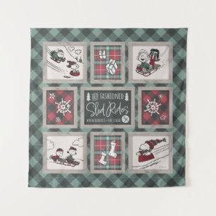 Peanuts Old Fashioned Sleigh Rides Pattern Tapestry