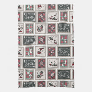 Peanuts   Old Fashioned Sleigh Rides Pattern Tea Towel