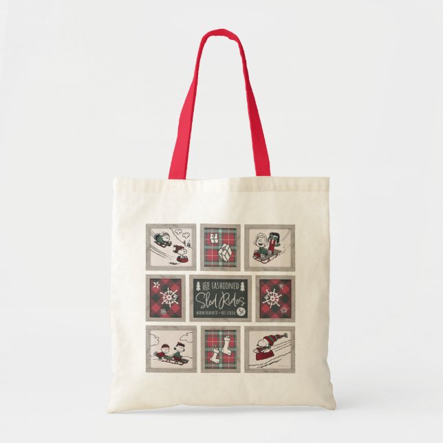 Peanuts | Old Fashioned Sleigh Rides Pattern Tote Bag (Front)