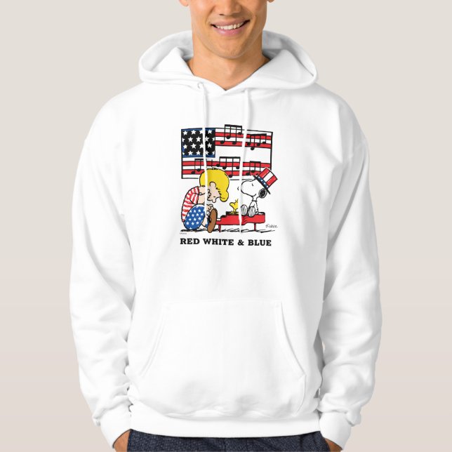 Peanuts | Patriotic Schroeder, Woodstock & Snoopy Hoodie (Front)