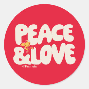 Peanuts   Peace & Love Woodstock Classic Round Sticker