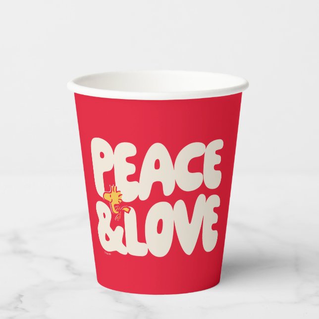 Peanuts | Peace & Love Woodstock Paper Cups (Front)