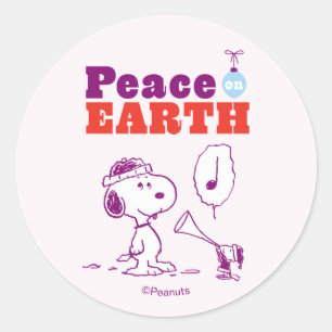 Peanuts   Peace on Earth Snoopy & Woodstock Classic Round Sticker