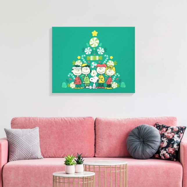 Peanuts | Peppermint Christmas Tree Canvas Print (Insitu(LivingRoom))