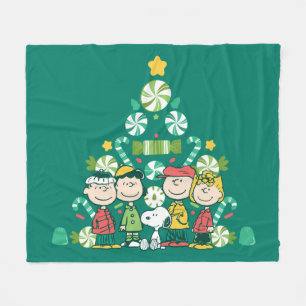 Peanuts   Peppermint Christmas Tree Fleece Blanket