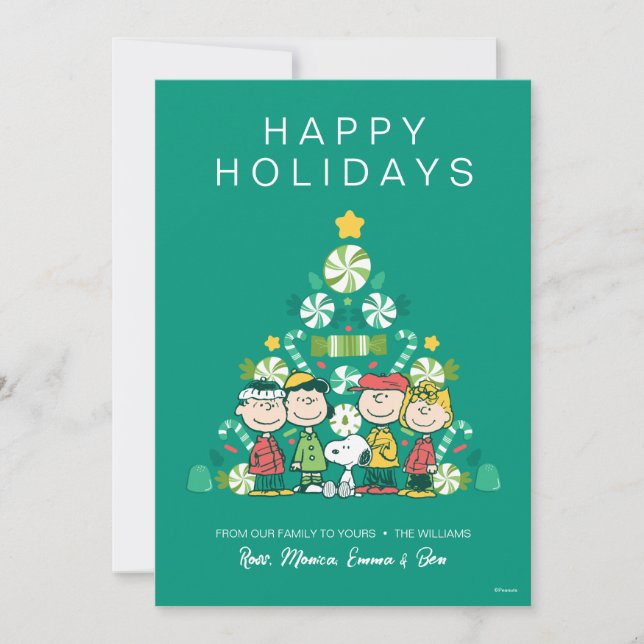 Peanuts | Peppermint Christmas Tree Holiday Card (Front)