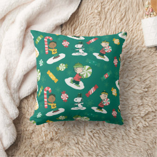 Peanuts Peppermint Dreams Holiday Pattern Cushion