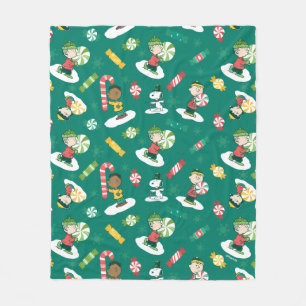 Peanuts Peppermint Dreams Holiday Pattern Fleece Blanket