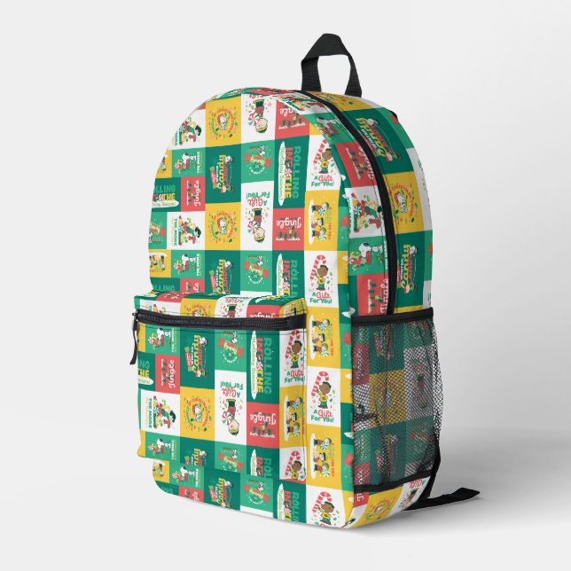 Peanuts Peppermint Dreams | Holiday Pattern Printed Backpack (Back Corner Right)