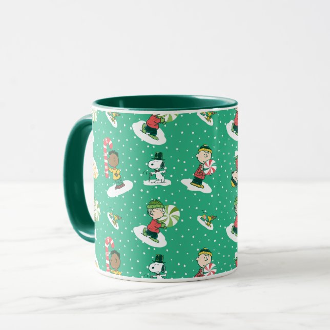 Peanuts Peppermint Dreams Snowflake Pattern Mug (Front Left)