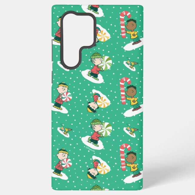 Peanuts Peppermint Dreams Snowflake Pattern Samsung Galaxy S22 Ultra Case (Back)