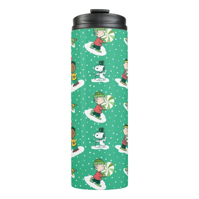 Peanuts Peppermint Dreams Snowflake Pattern Thermal Tumbler (Front)