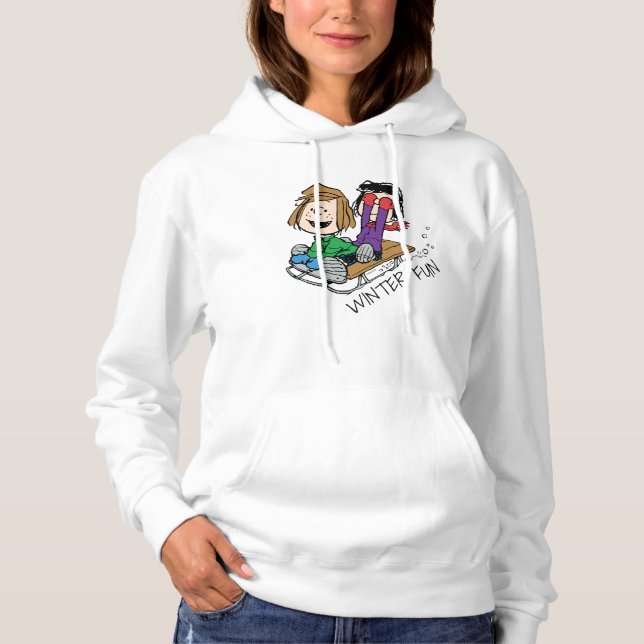 Peanuts | Peppermint Patty & Marcie Sled Riding Hoodie (Front)