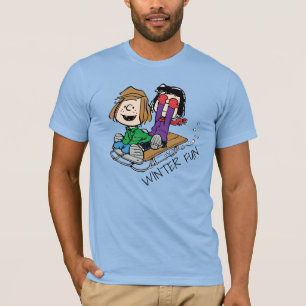 Peanuts Peppermint Patty & Marcie Sled Riding T-Shirt