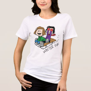 Peanuts   Peppermint Patty & Marcie Sled Riding Tri-Blend Shirt