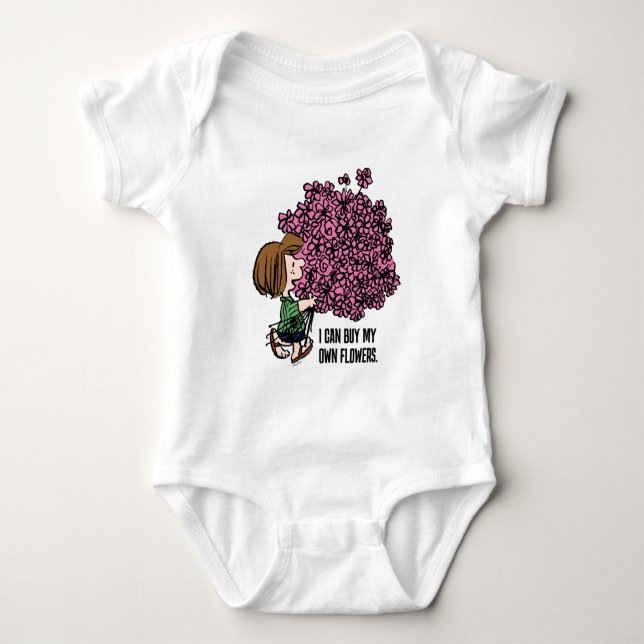 Peanuts | Peppermint Patty Pink Bouquet Baby Bodysuit (Front)