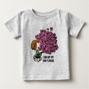 Peanuts   Peppermint Patty Pink Bouquet Baby T-Shirt
