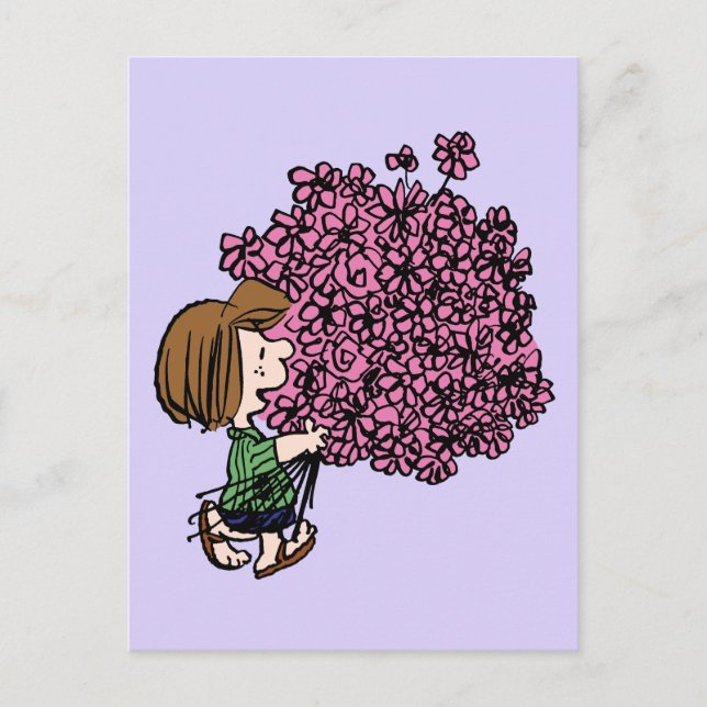 Peanuts | Peppermint Patty Pink Bouquet Postcard (Front)