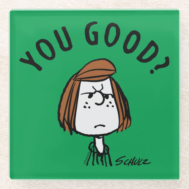 Peanuts | Peppermint Patty You Good? Glass Coaster (Front)