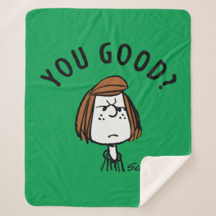 Peanuts   Peppermint Patty You Good? Sherpa Blanket