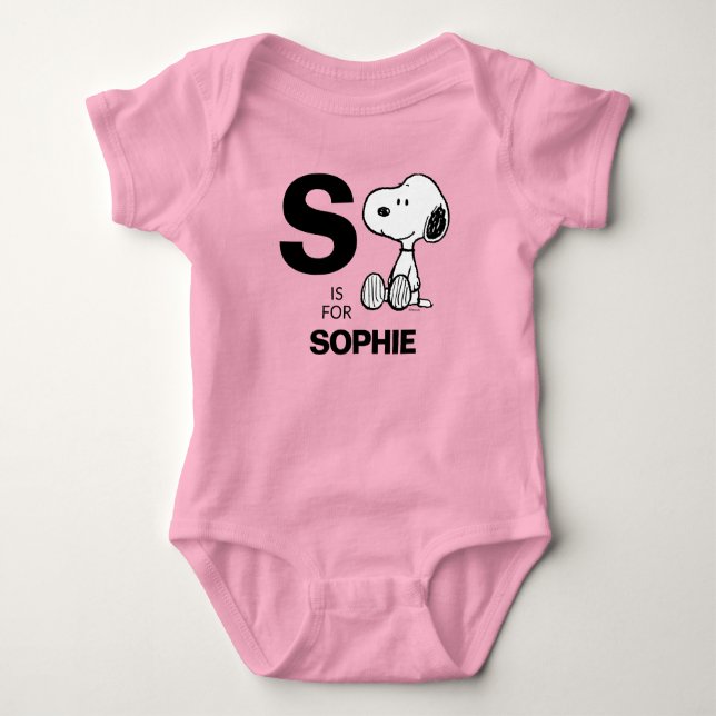 PEANUTS | Personalised Snoopy Baby Bodysuit (Front)