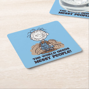 Peanuts Pigpen The World Needs Messy People! Square Paper Coaster
