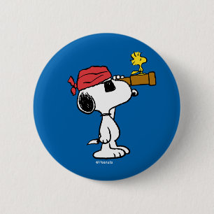 Peanuts   Pirate Snoopy and Woodstock 6 Cm Round Badge