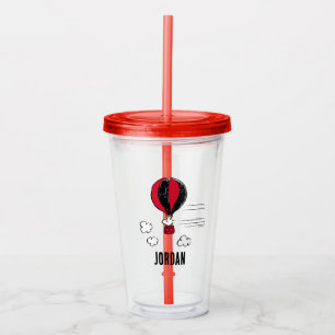 PEANUTS   Red & Black Pattern   Add Your Name Acrylic Tumbler