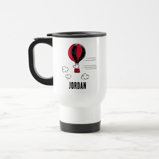 PEANUTS | Red & Black Pattern | Add Your Name Travel Mug (Left)