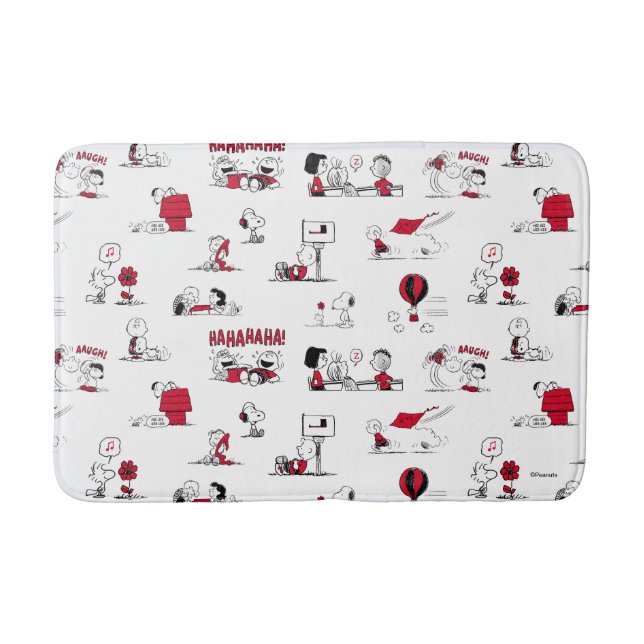 PEANUTS | Red & Black Pattern Bath Mat (Front)