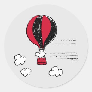 PEANUTS   Red & Black Pattern Classic Round Sticker