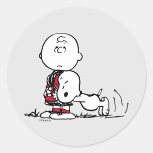 PEANUTS   Red & Black Pattern Classic Round Sticker