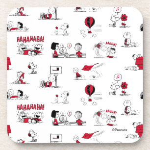 PEANUTS Red & Black Pattern Coaster